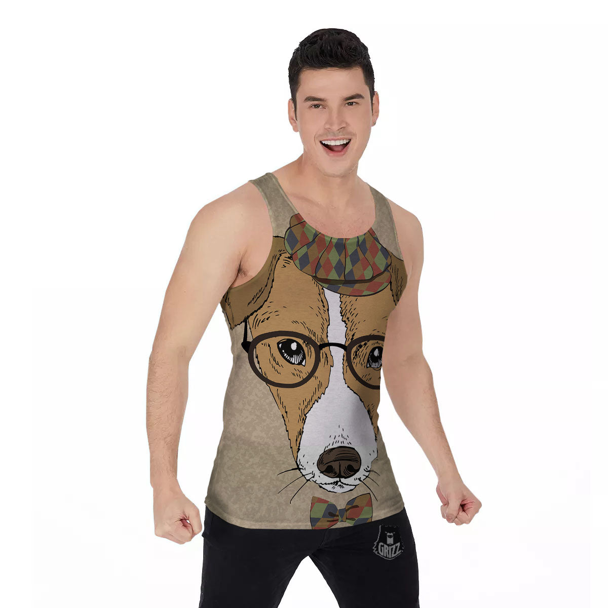 Portrait Jack Russell Terrier Print Men's Tank Top-grizzshop