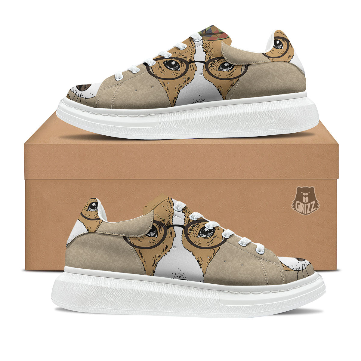 Portrait Jack Russell Terrier Print Platform Shoes-grizzshop