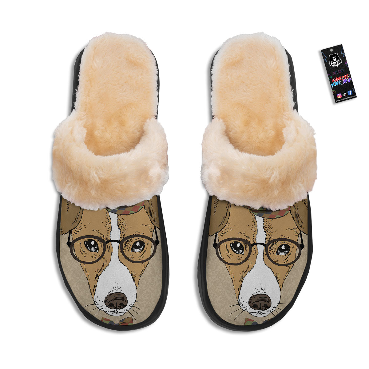 Portrait Jack Russell Terrier Print Slippers-grizzshop