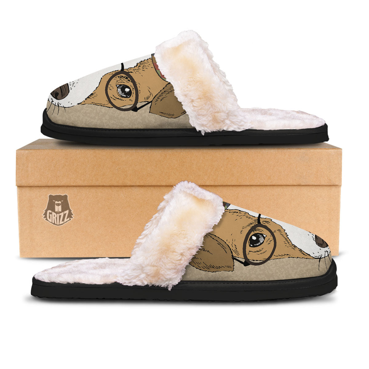 Portrait Jack Russell Terrier Print Slippers-grizzshop