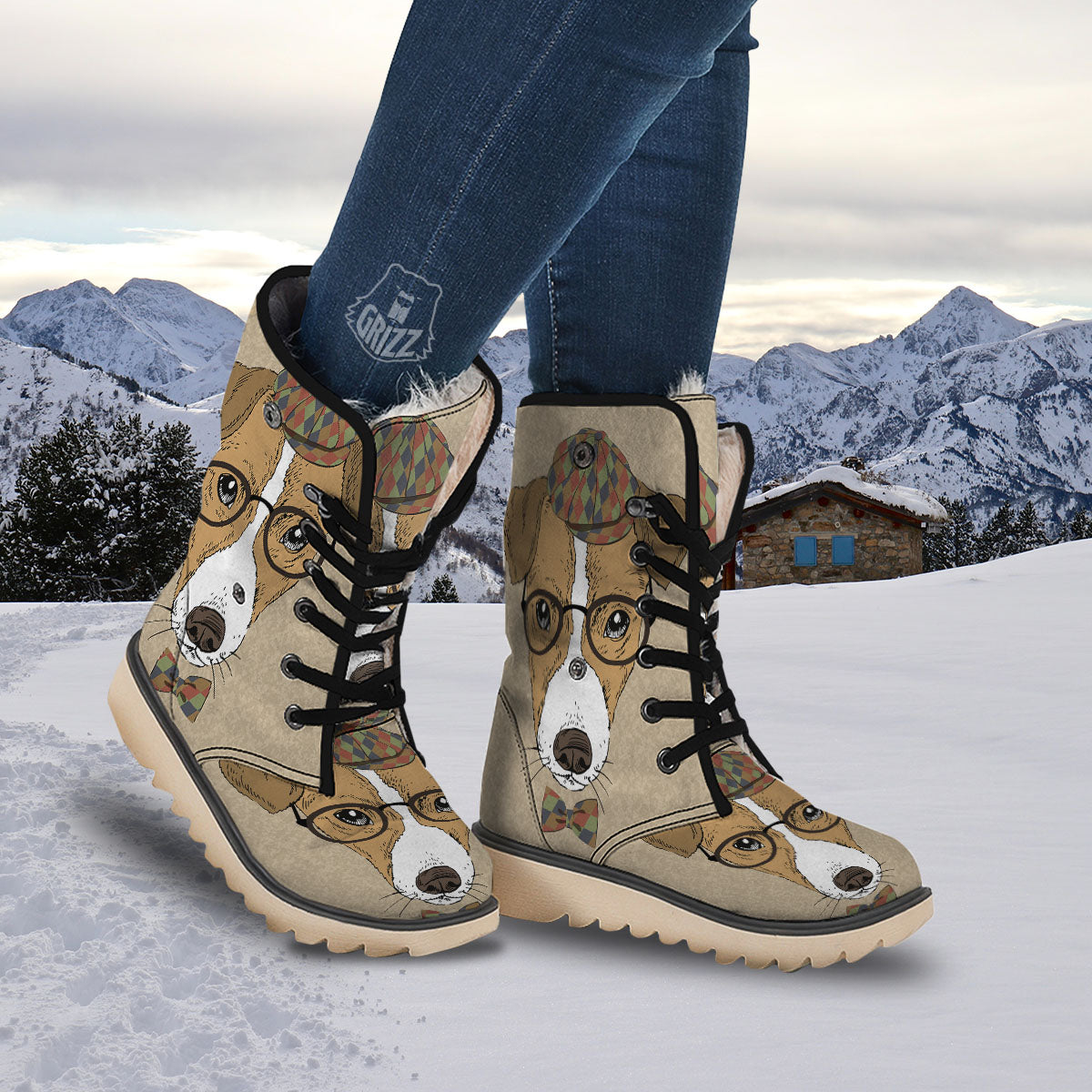 Portrait Jack Russell Terrier Print Snow Boots-grizzshop