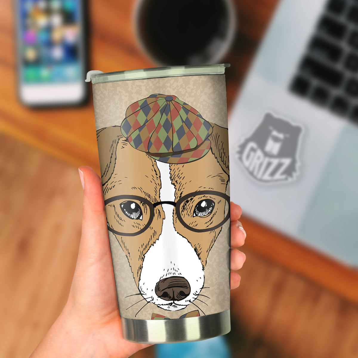 Portrait Jack Russell Terrier Print Tumbler-grizzshop