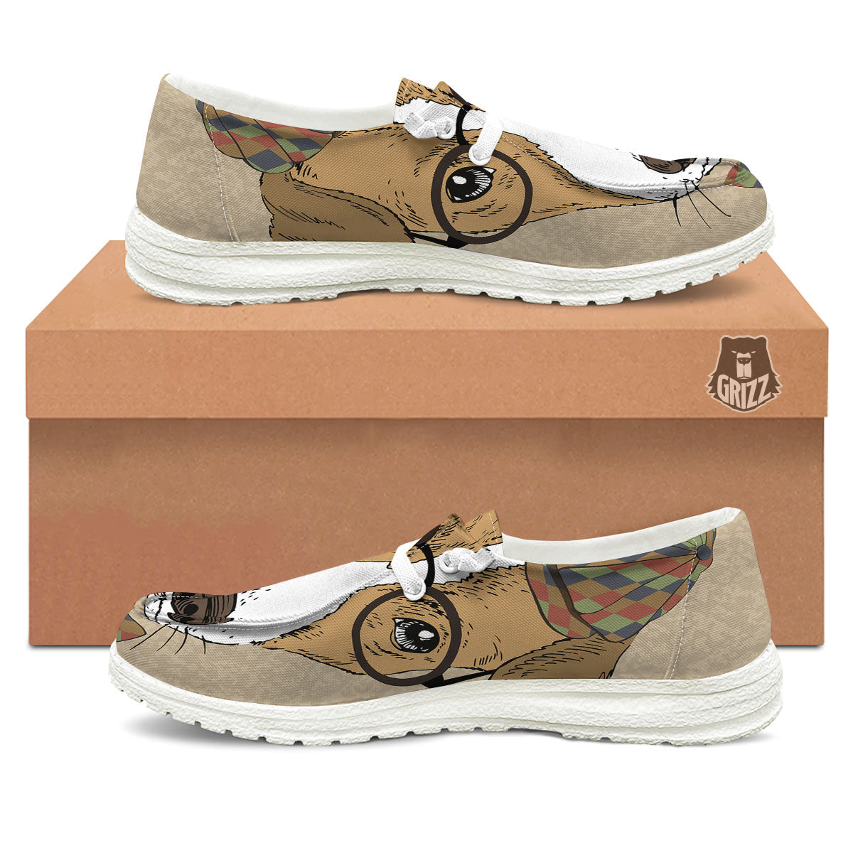Portrait Jack Russell Terrier Print White Loafers-grizzshop