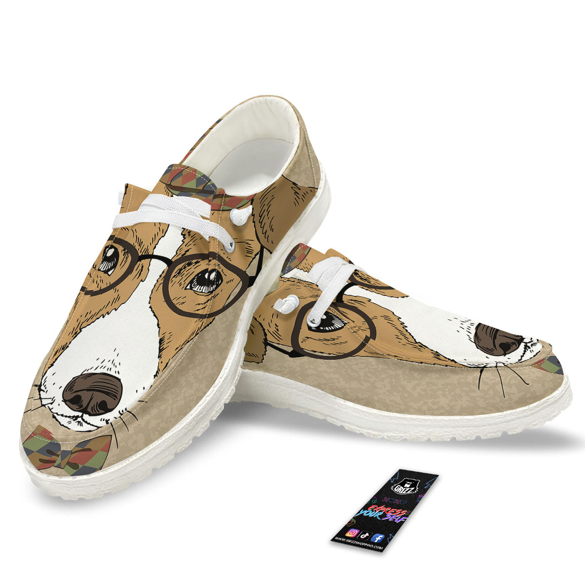 Portrait Jack Russell Terrier Print White Loafers-grizzshop