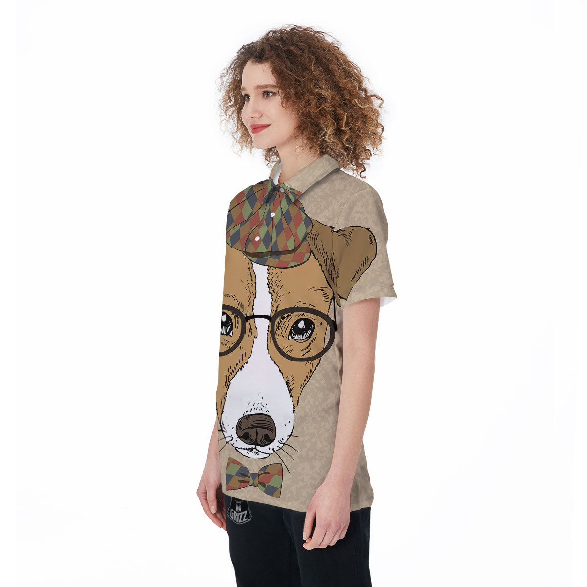 Portrait Jack Russell Terrier Print Women's Golf Shirts-grizzshop