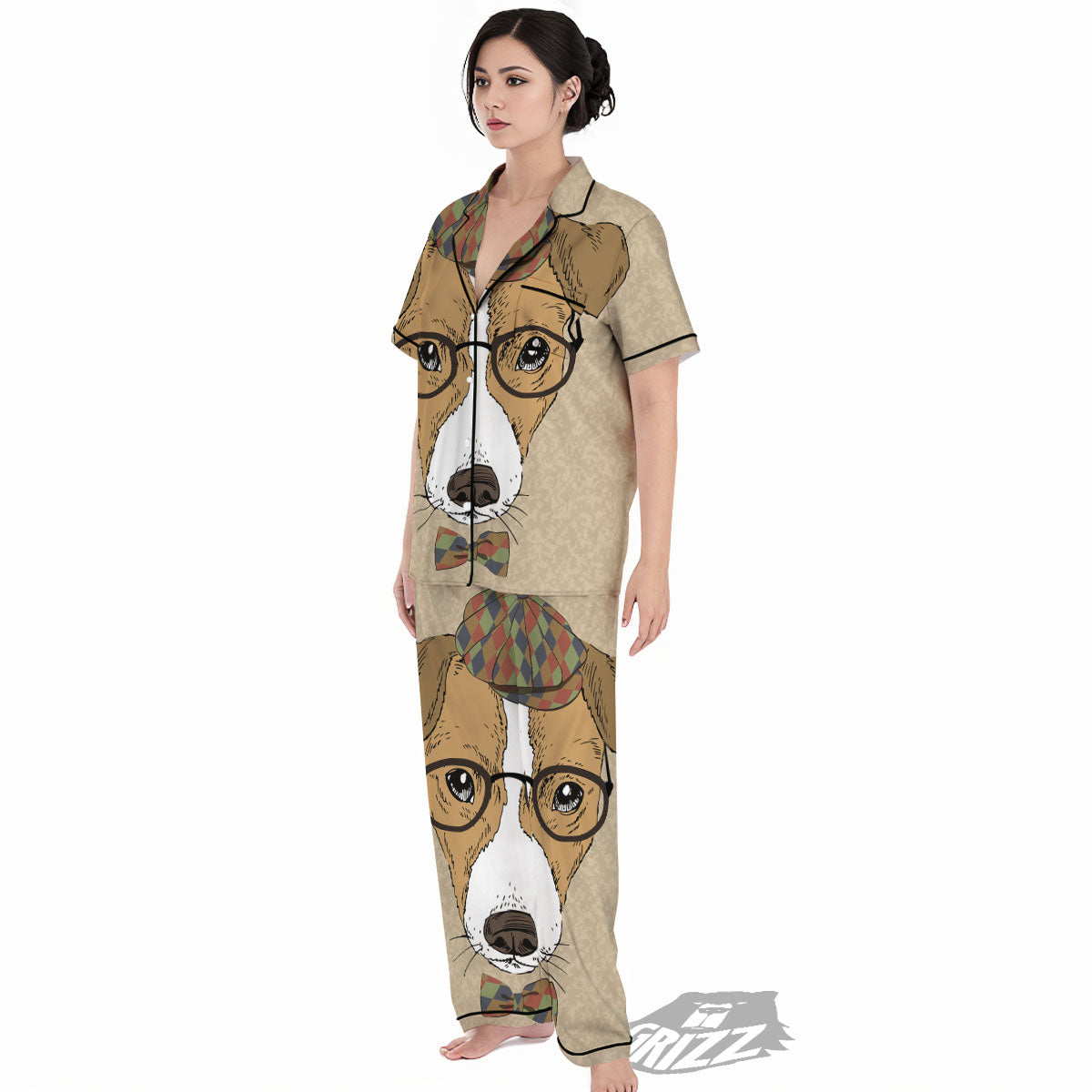 Portrait Jack Russell Terrier Print Women's Pajamas Set-grizzshop