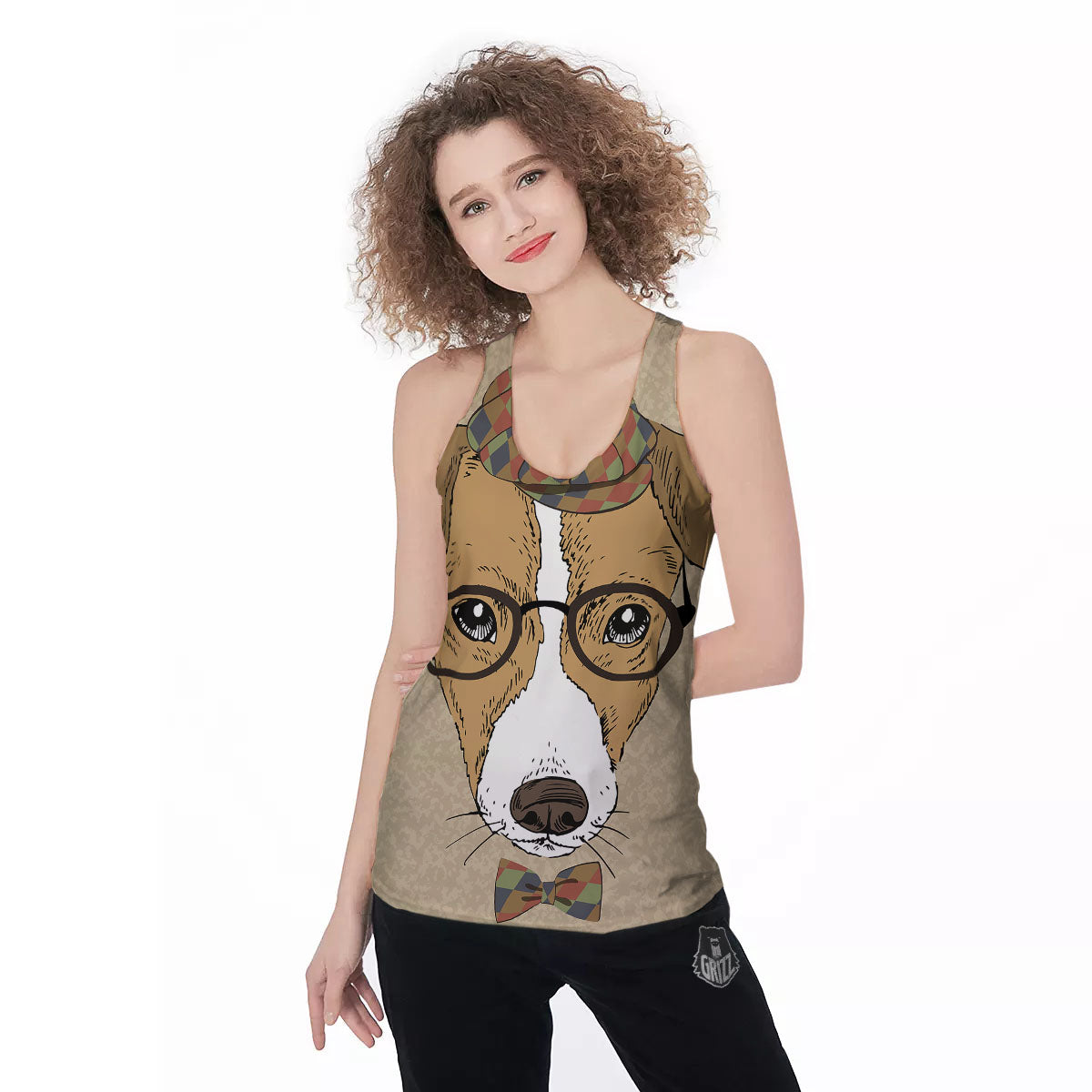 Portrait Jack Russell Terrier Print Women's Racerback Tank Top-grizzshop