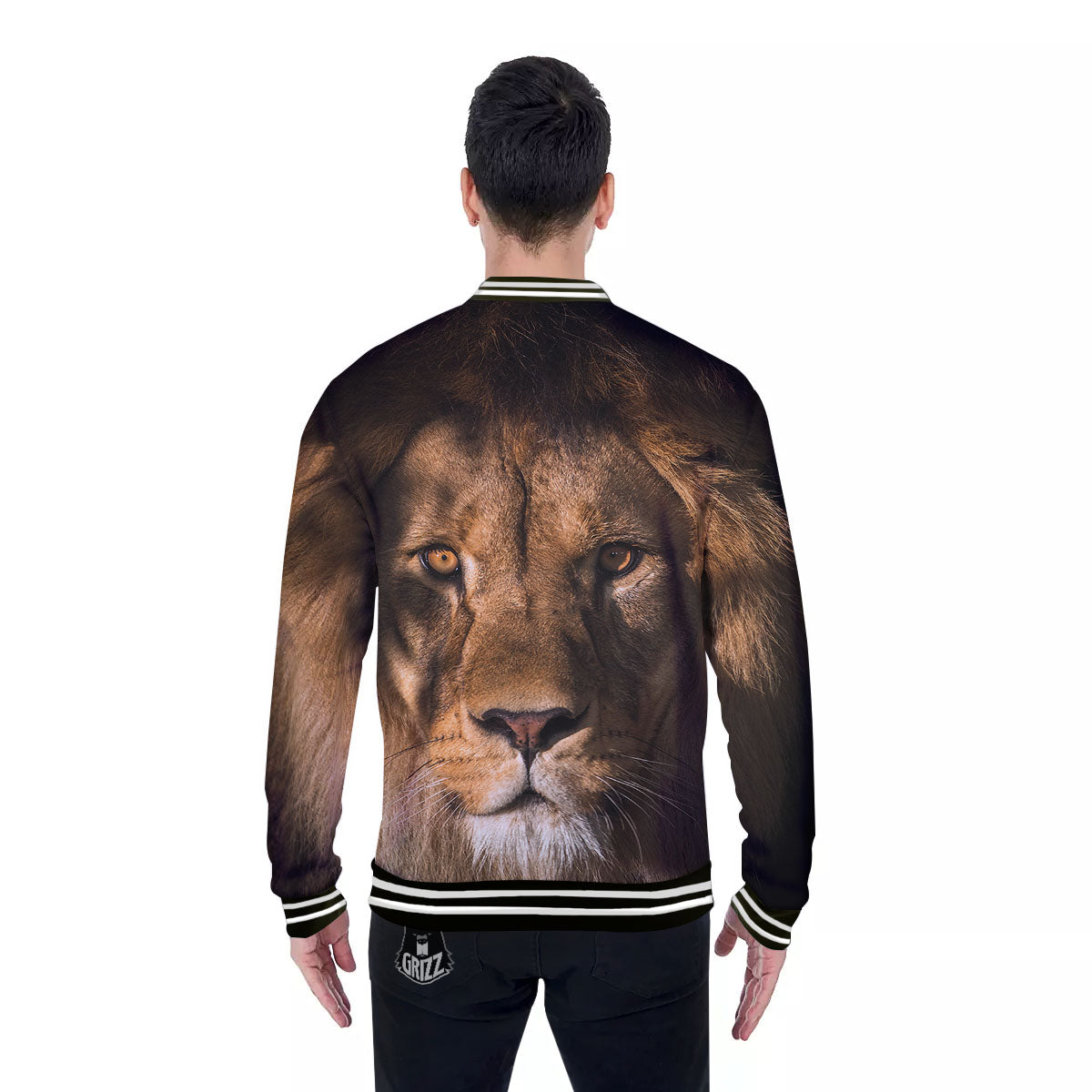 Portrait Leo Print Baseball Jacket-grizzshop