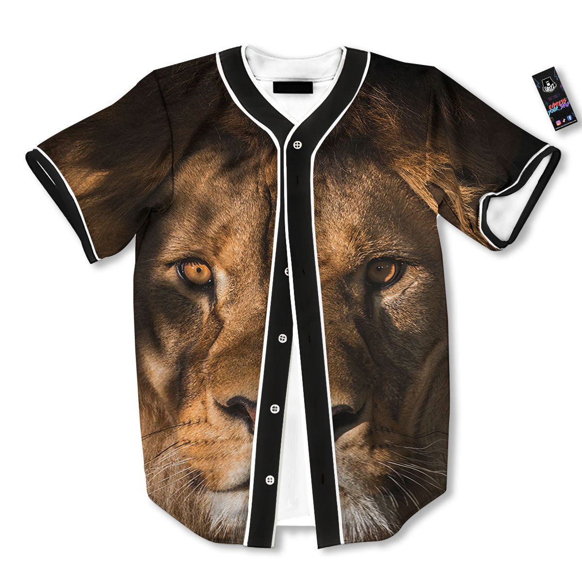 Portrait Leo Print Baseball Jersey-grizzshop