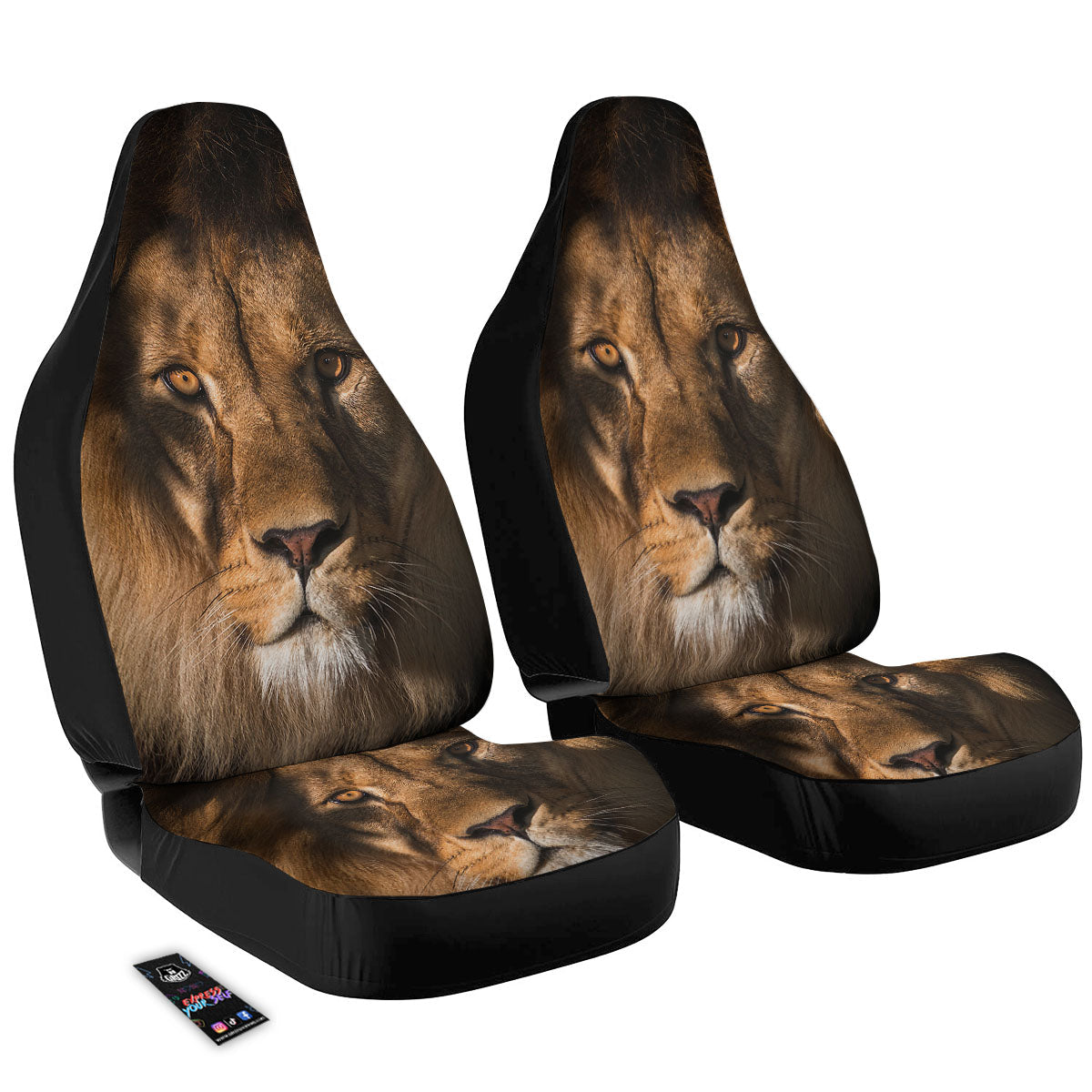 Portrait Leo Print Car Seat Covers-grizzshop