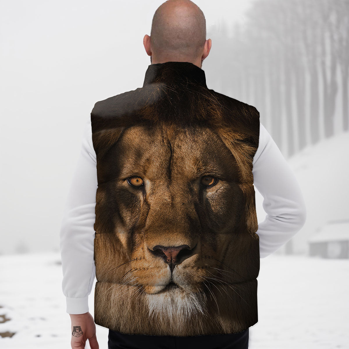 Portrait Leo Print Down Vest-grizzshop