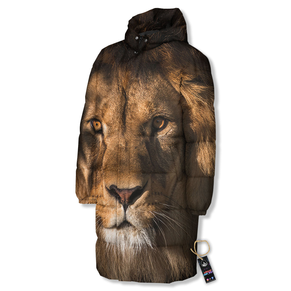 Portrait Leo Print Long Down Jacket-grizzshop