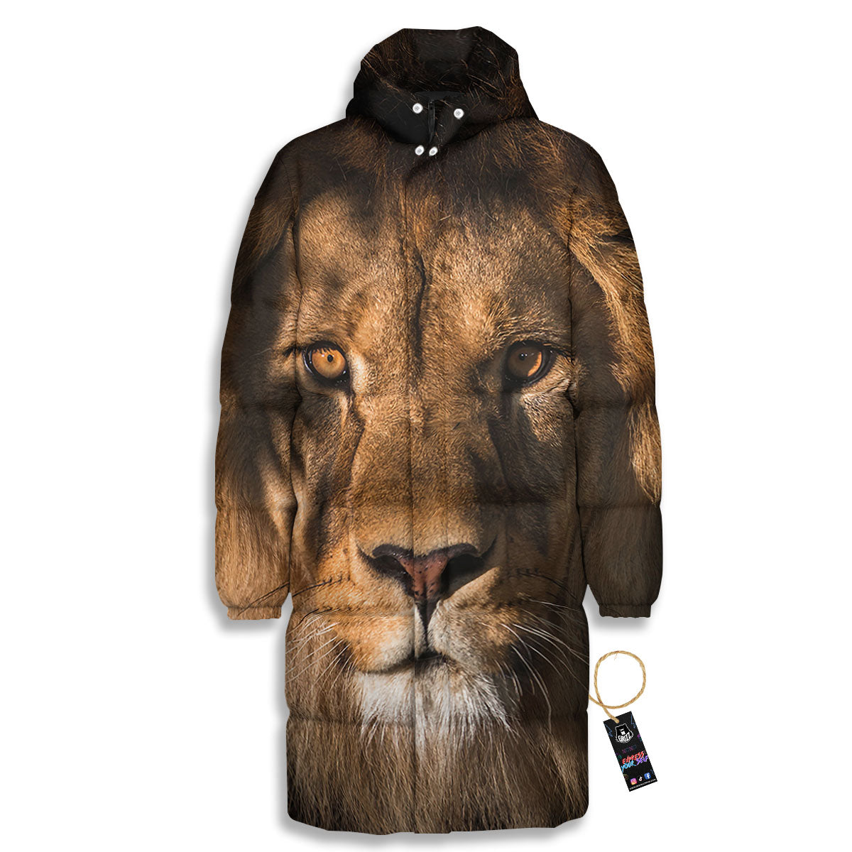 Portrait Leo Print Long Down Jacket-grizzshop