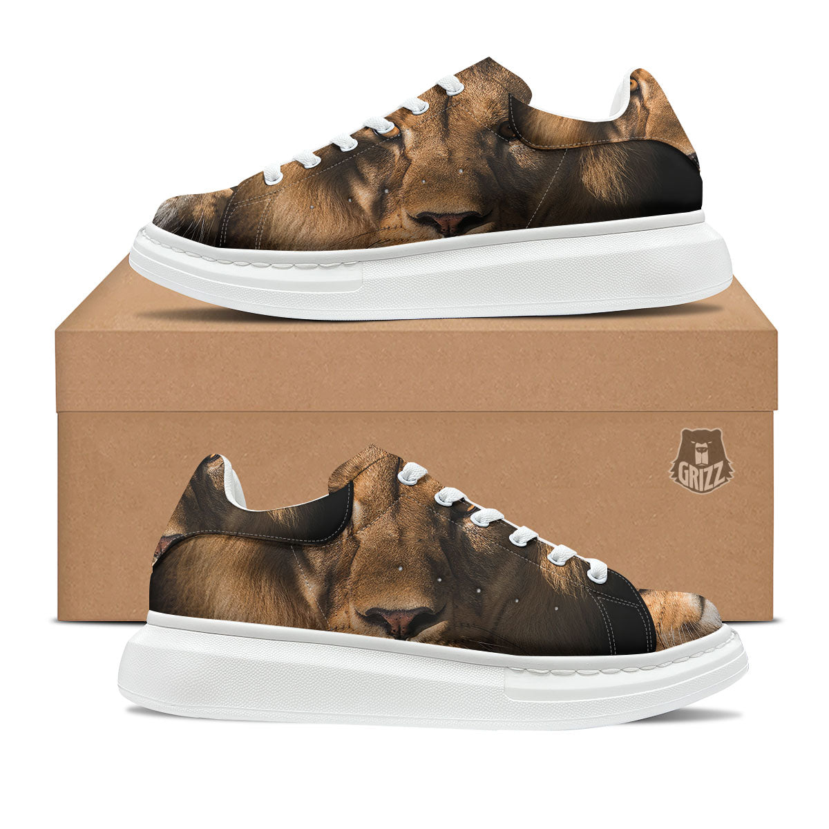 Portrait Leo Print Platform Shoes-grizzshop