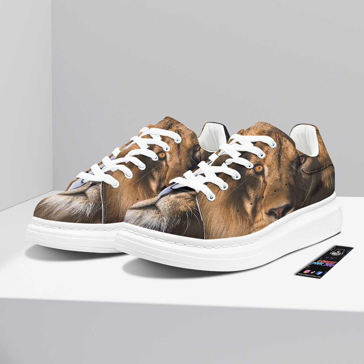 Portrait Leo Print Platform Shoes-grizzshop
