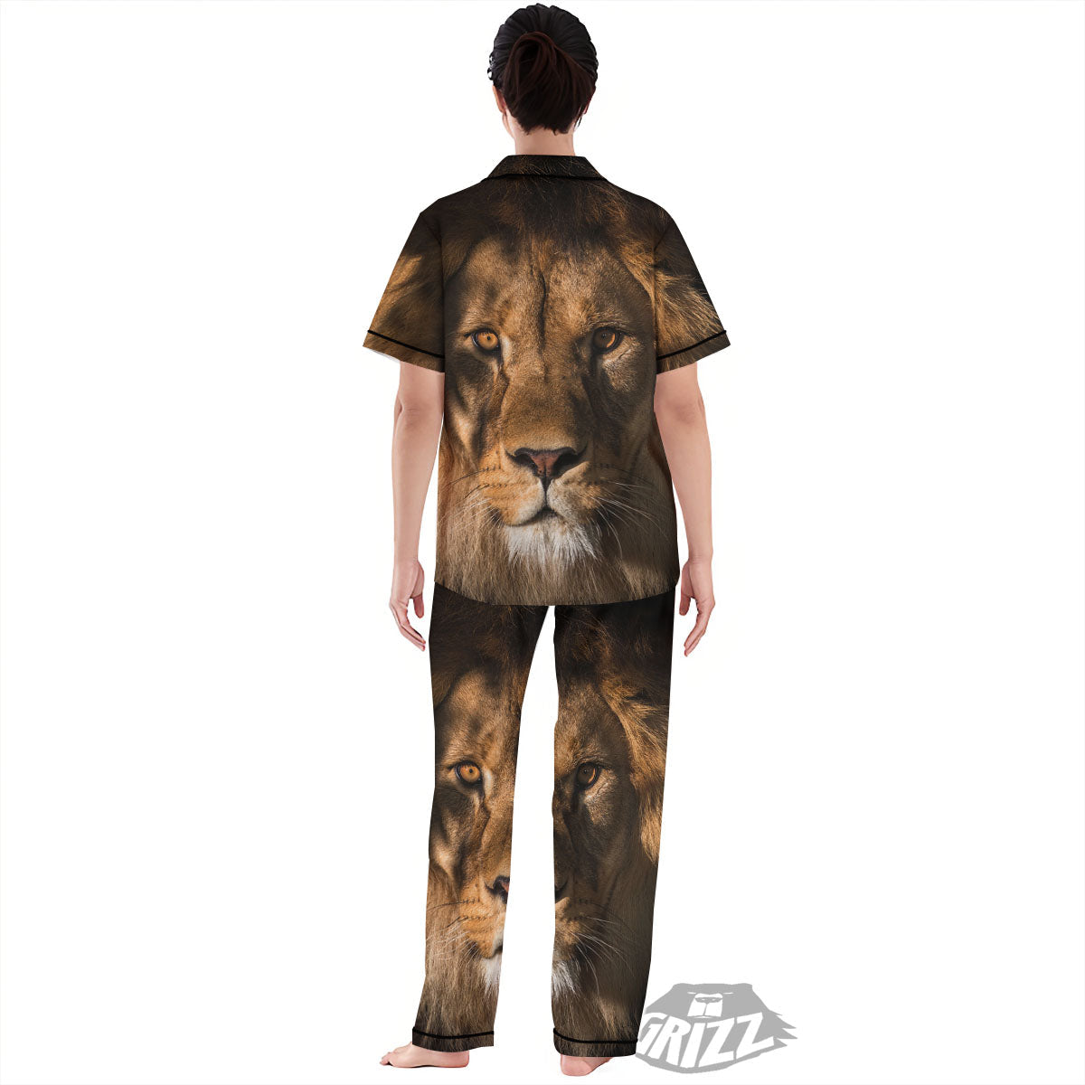 Portrait Leo Print Women's Pajamas Set-grizzshop