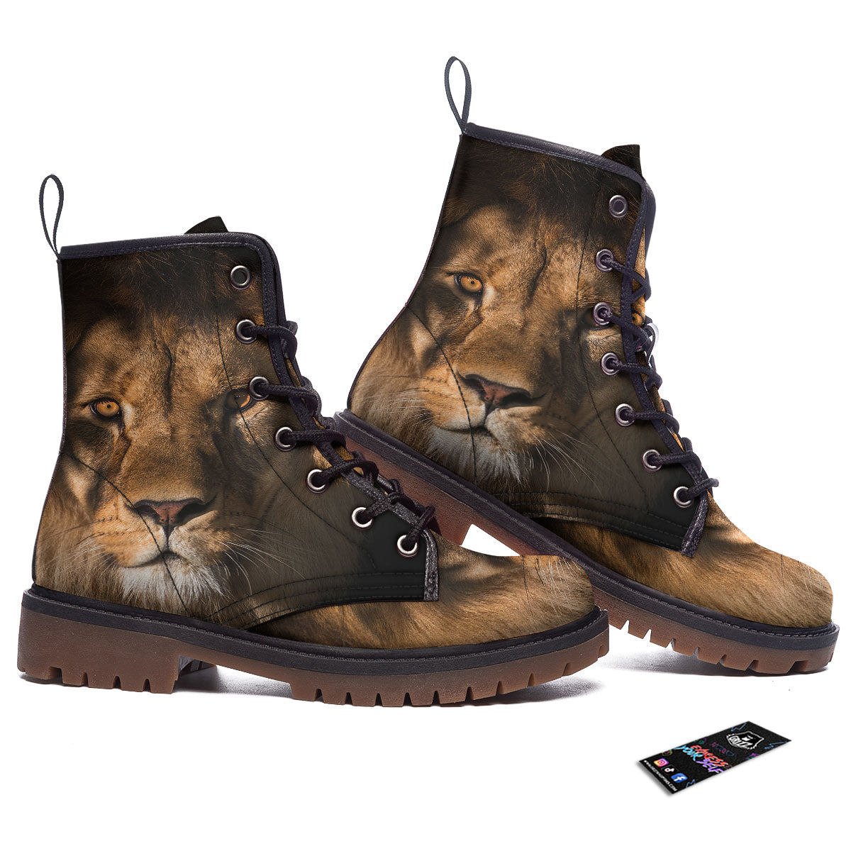 Portrait Leo Print Work Boots-grizzshop