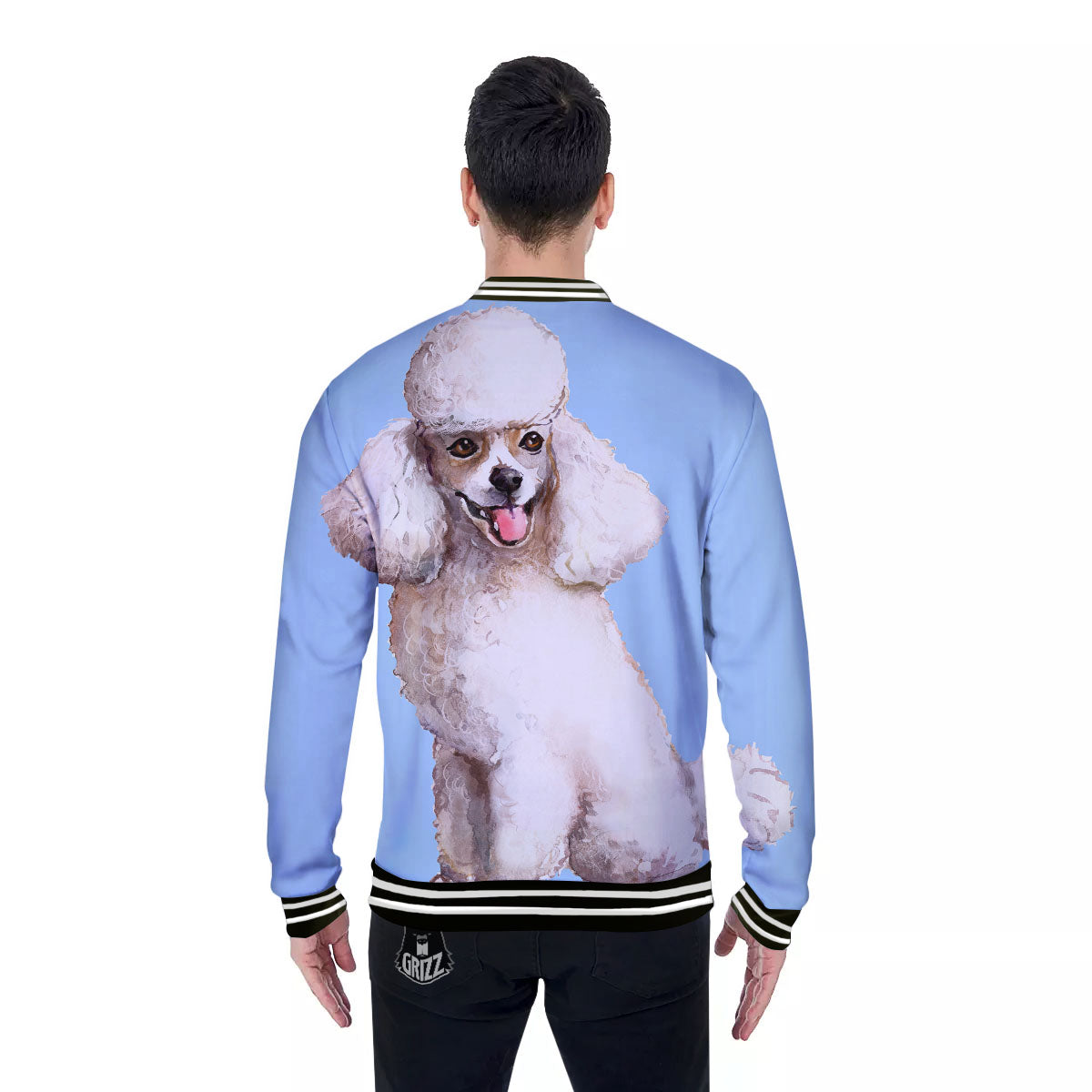 Portrait Poodle Print Baseball Jacket-grizzshop