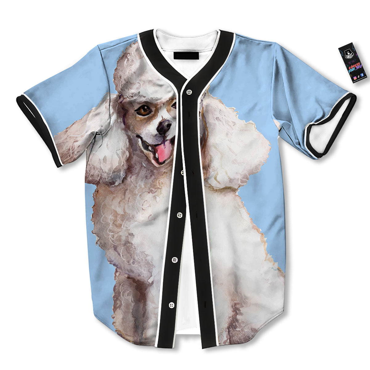 Portrait Poodle Print Baseball Jersey-grizzshop