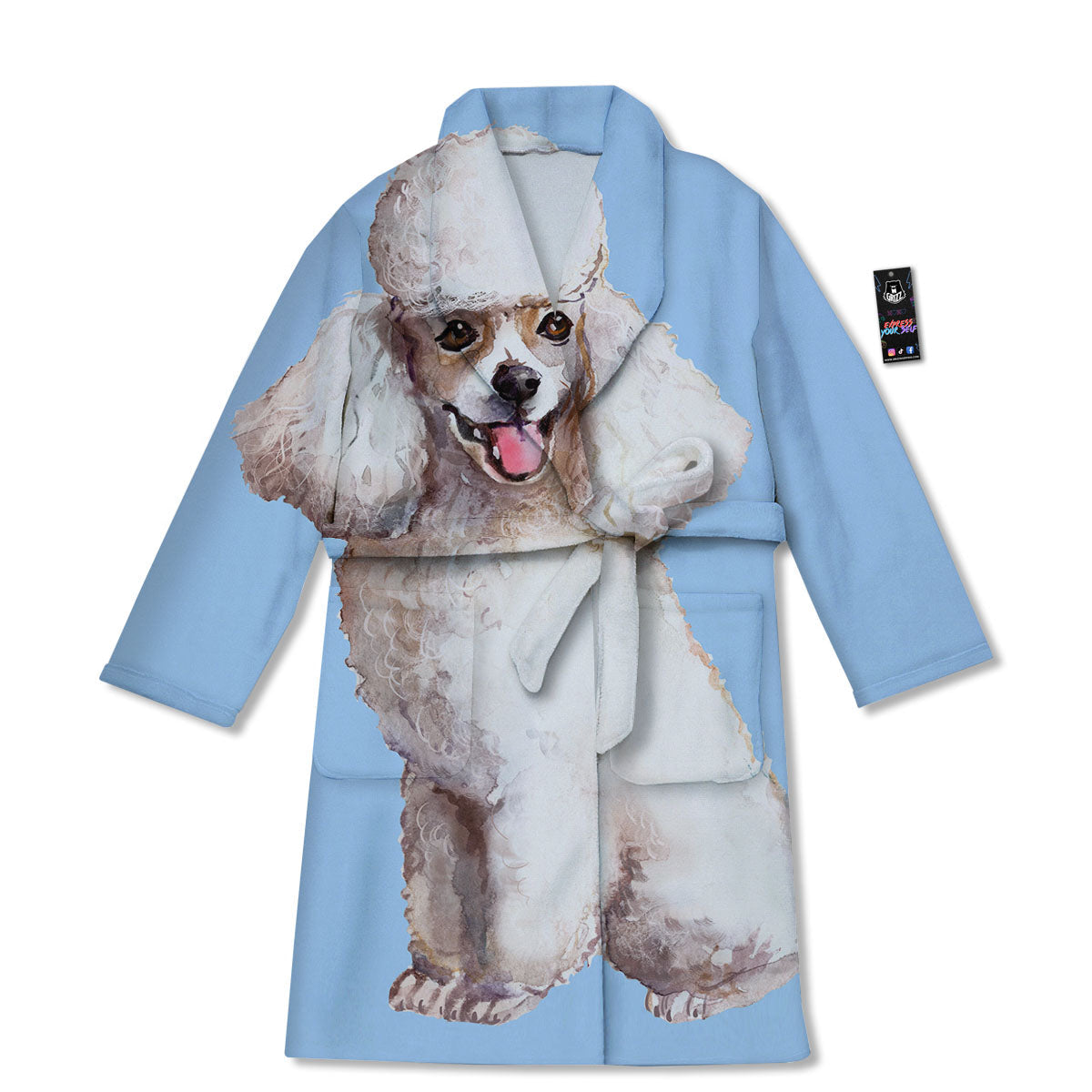 Portrait Poodle Print Bathrobe-grizzshop