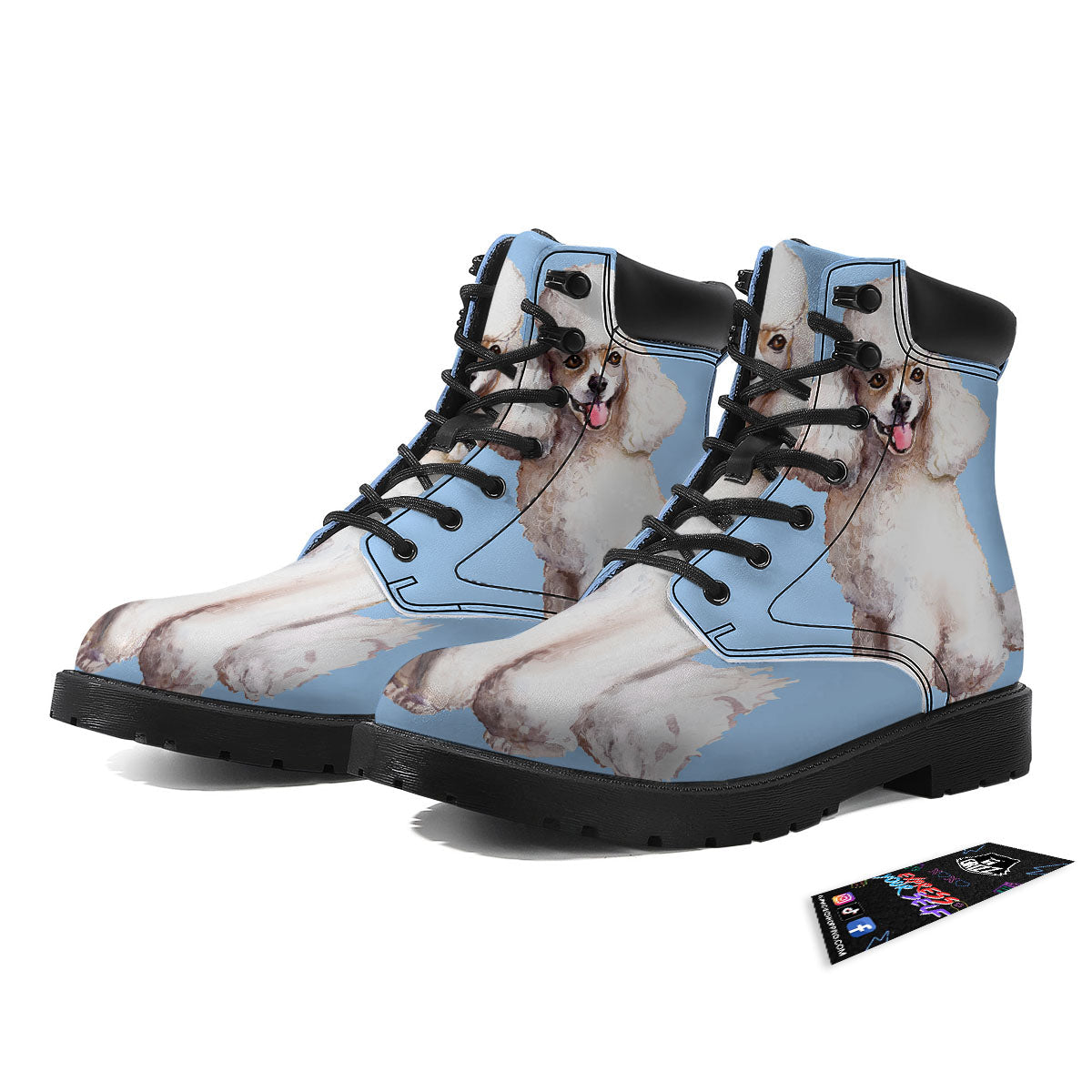 Portrait Poodle Print Boots-grizzshop