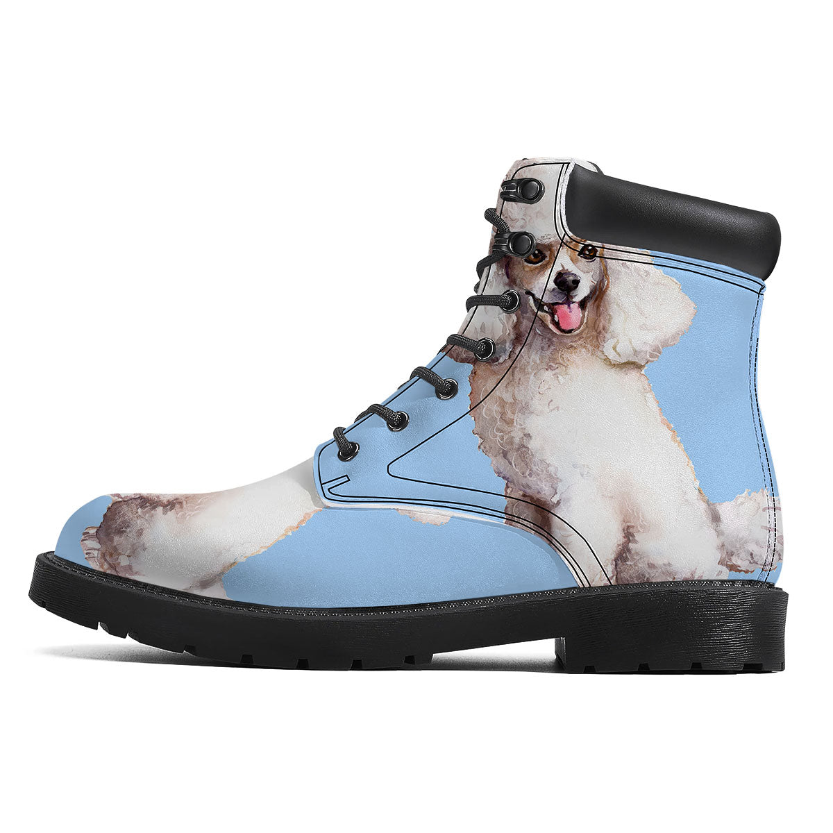 Portrait Poodle Print Boots-grizzshop