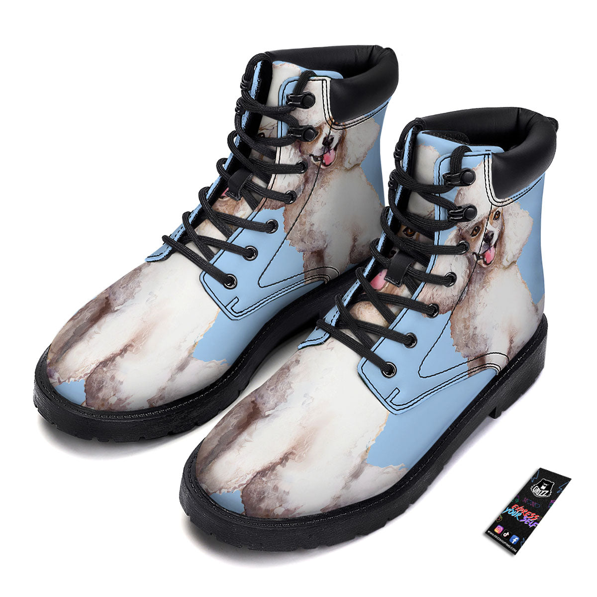 Portrait Poodle Print Boots-grizzshop