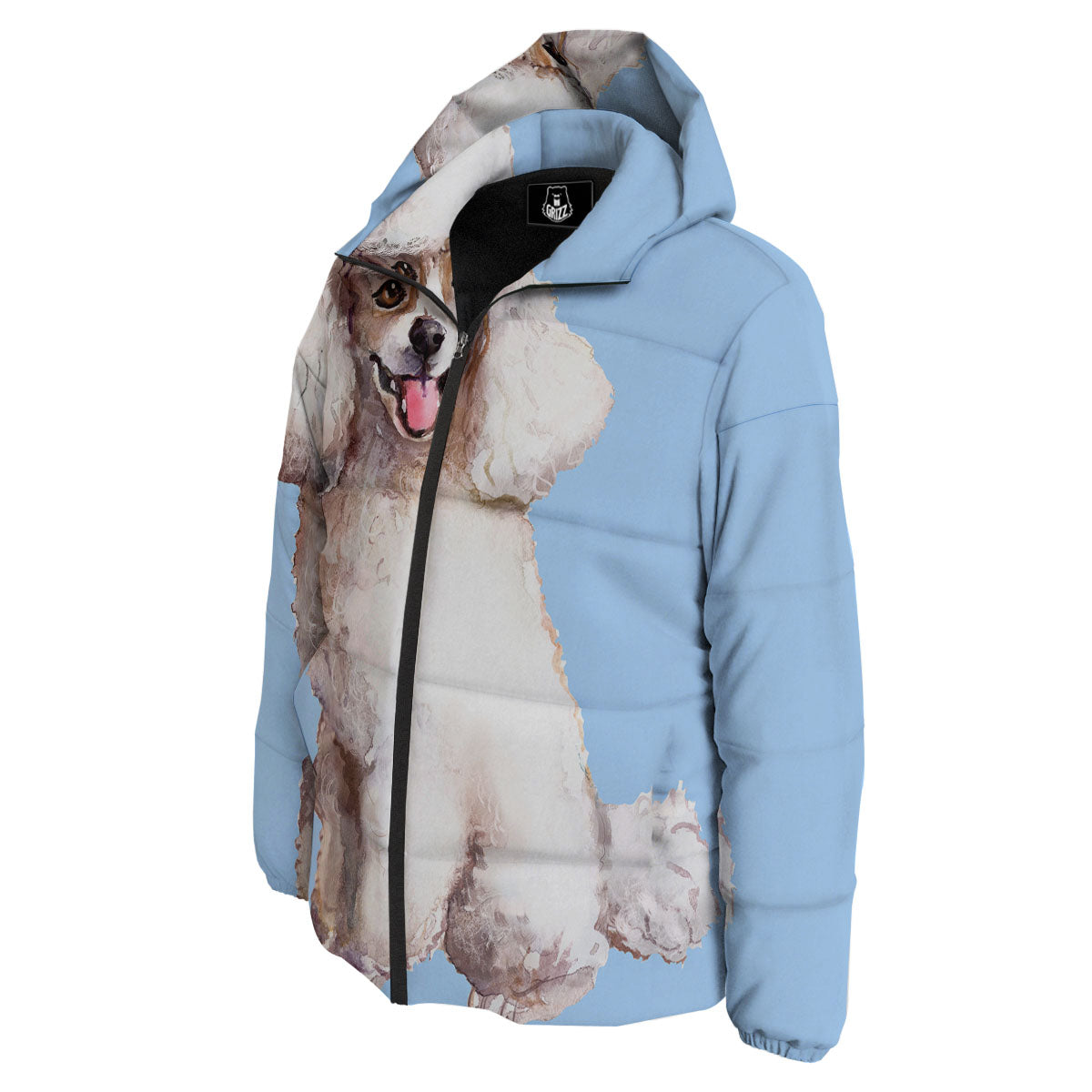 Portrait Poodle Print Down Jacket-grizzshop