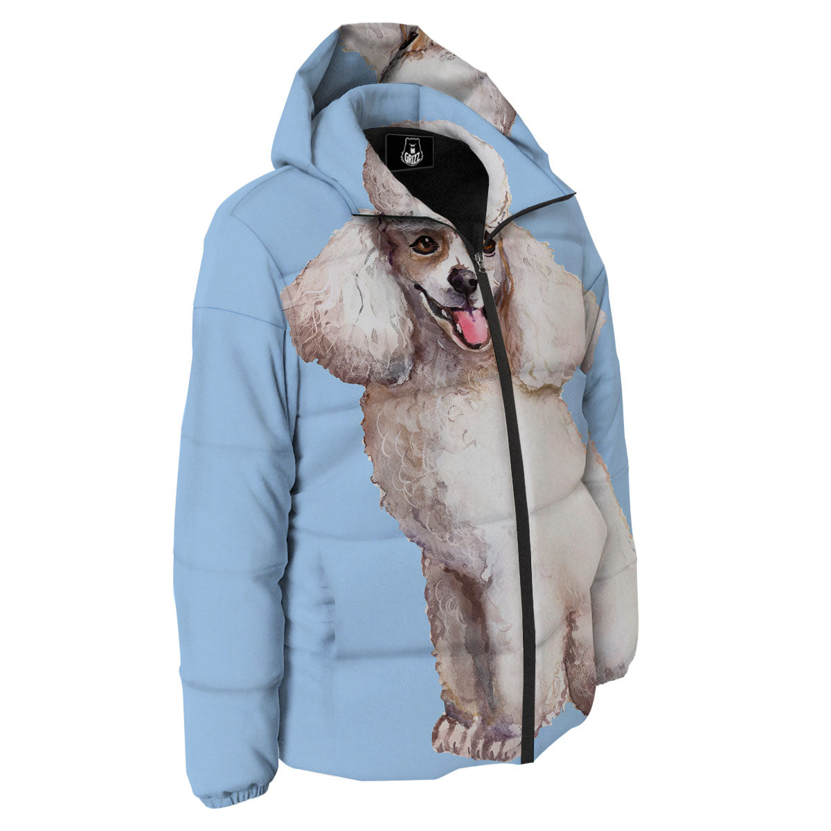 Portrait Poodle Print Down Jacket-grizzshop