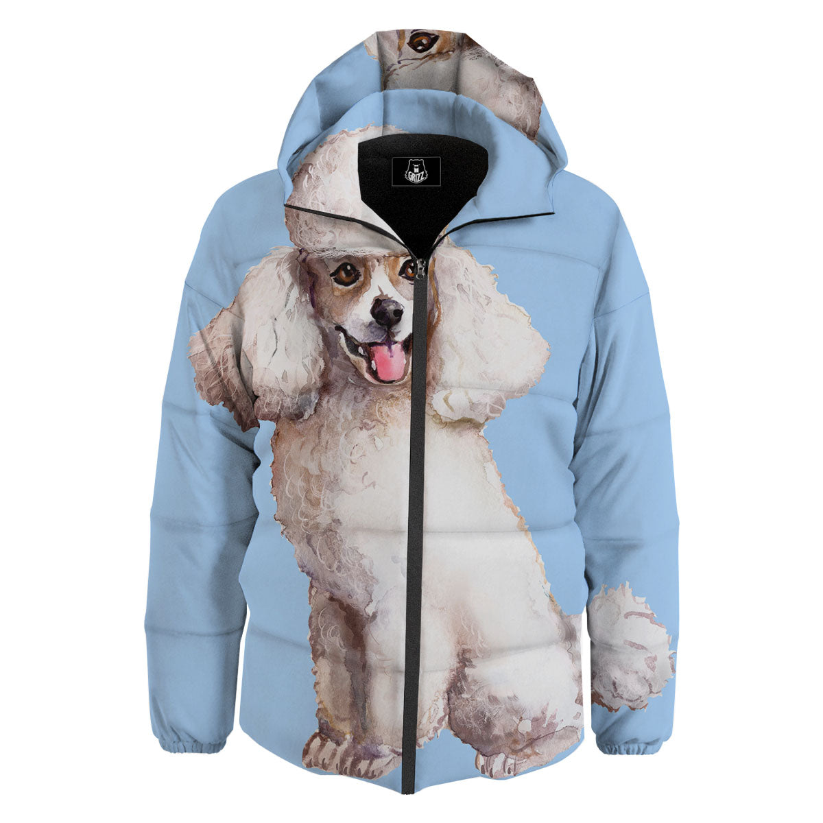 Portrait Poodle Print Down Jacket-grizzshop