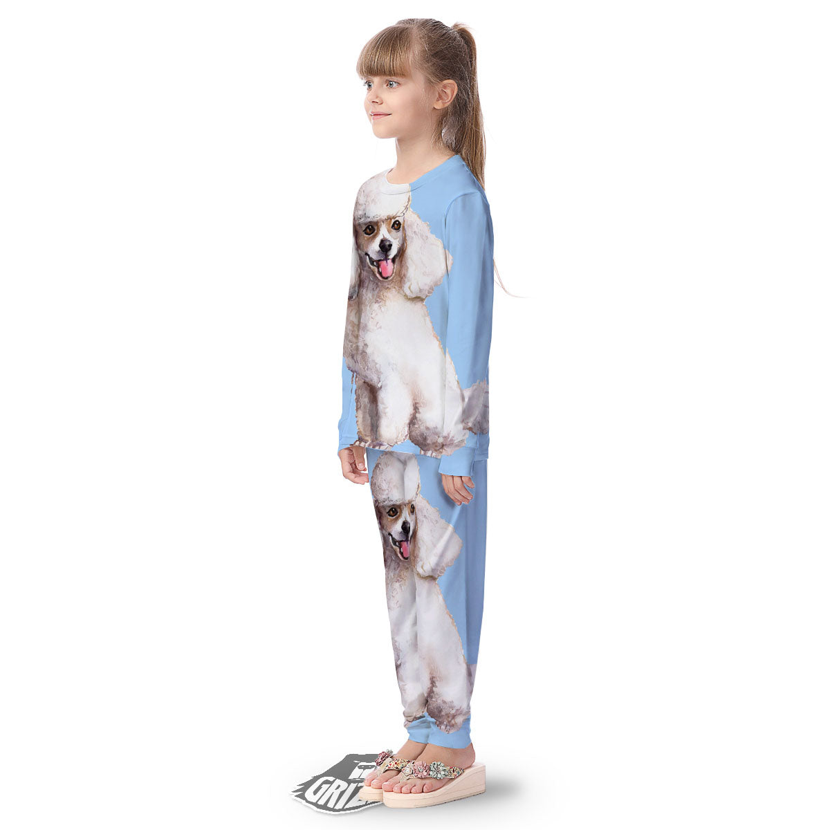 Portrait Poodle Print Kid's Pajamas-grizzshop