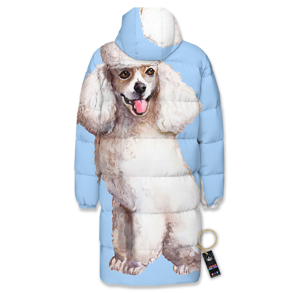 Portrait Poodle Print Long Down Jacket-grizzshop