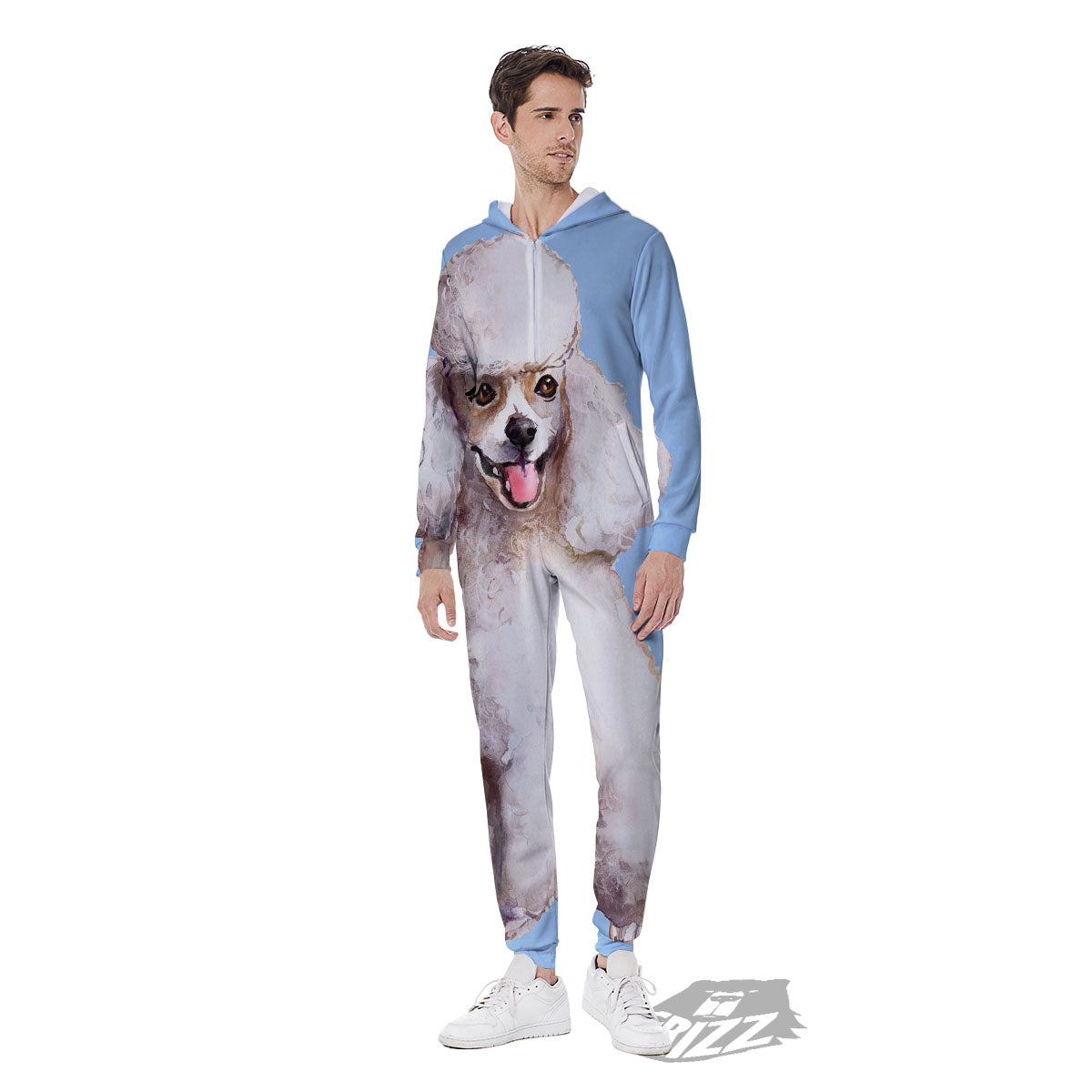 Portrait Poodle Print Men's Jumpsuit-grizzshop