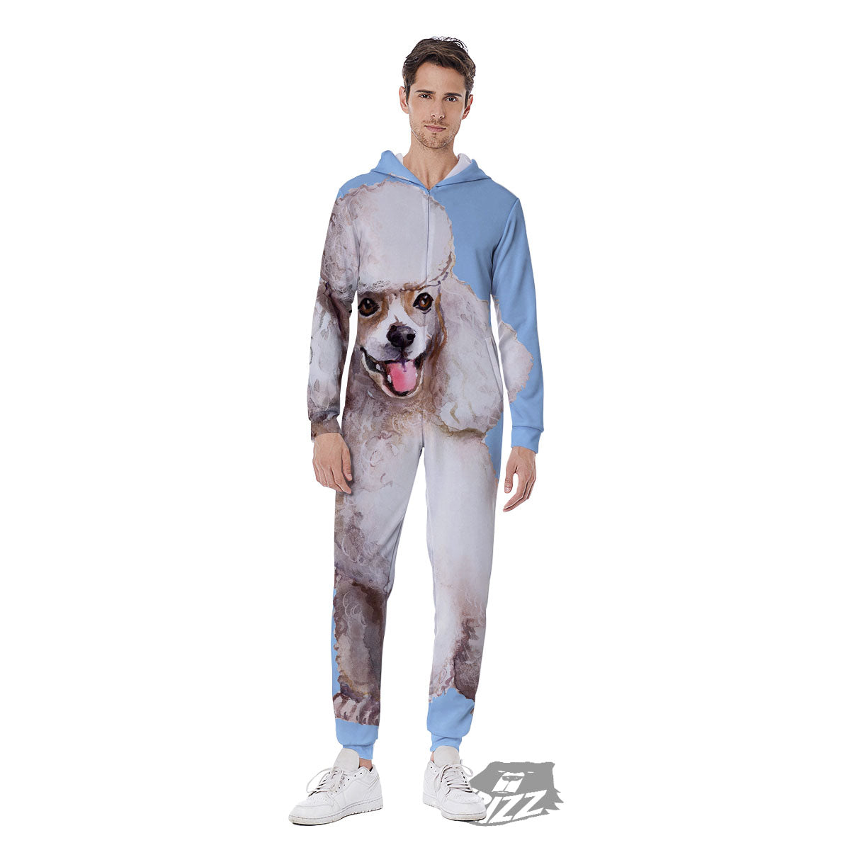 Portrait Poodle Print Men's Jumpsuit-grizzshop