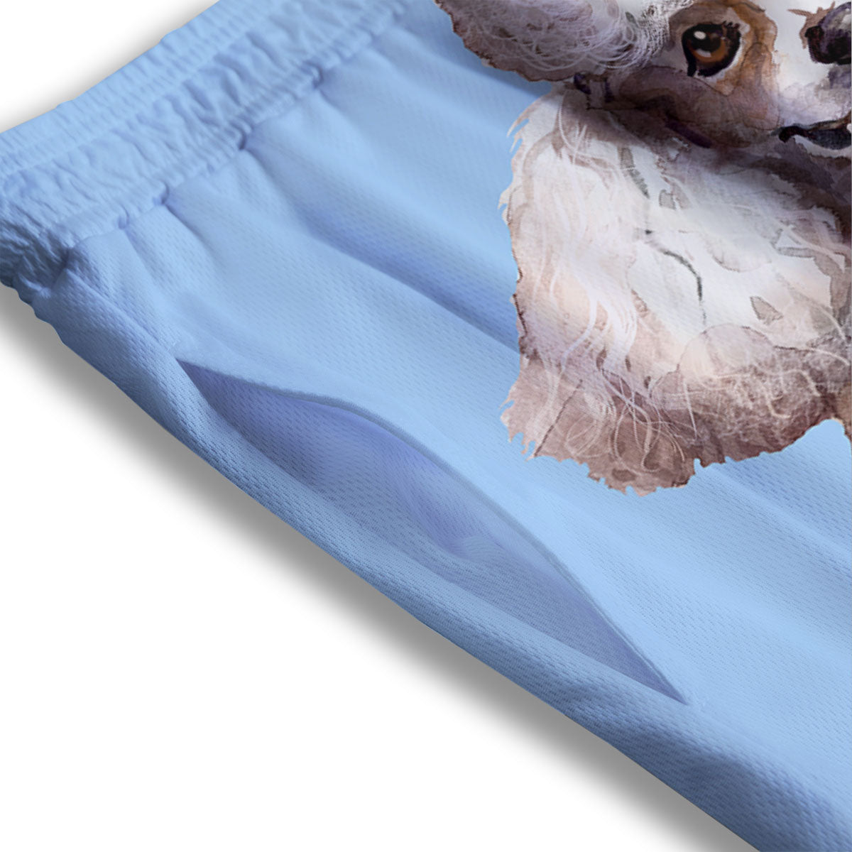 Portrait Poodle Print Mesh Shorts