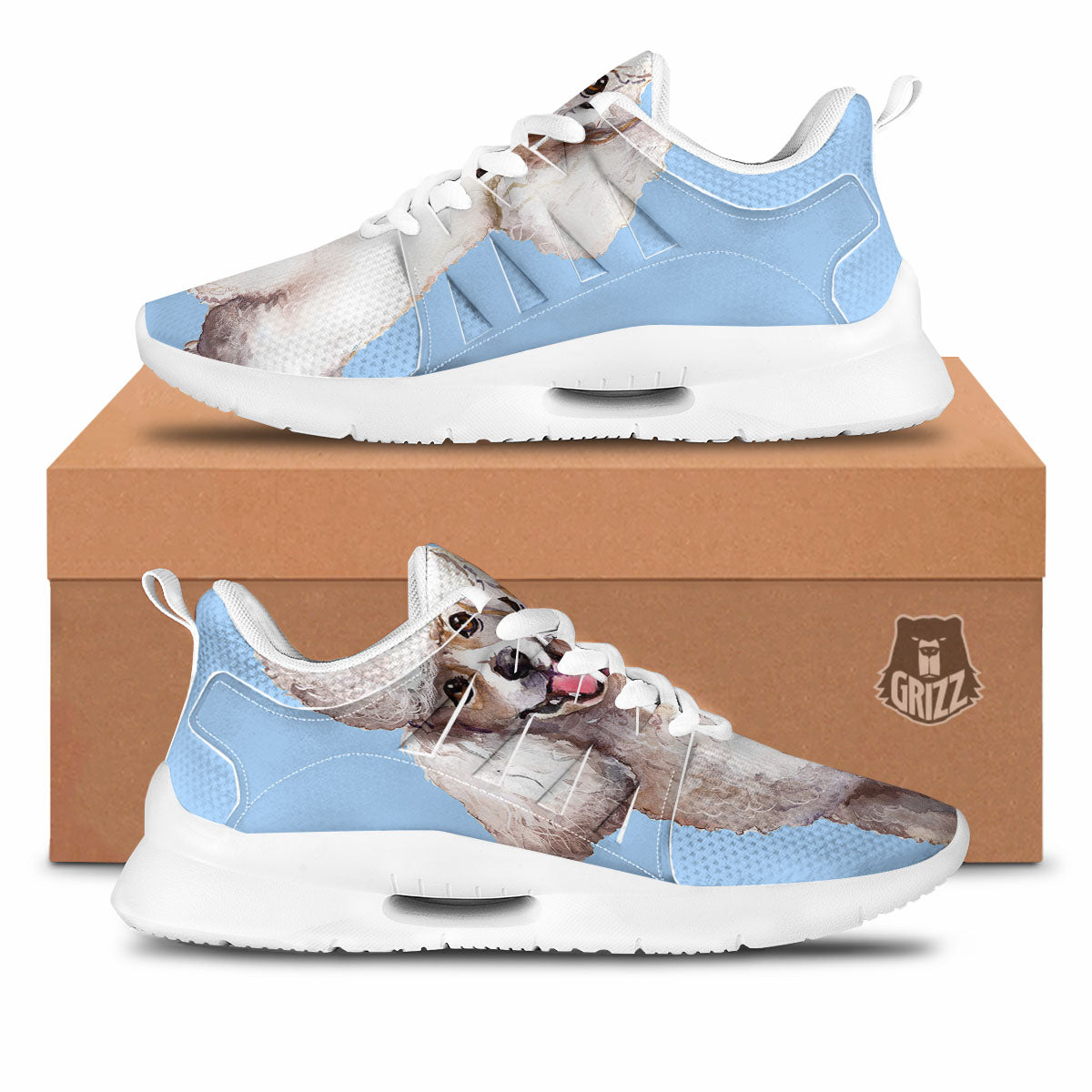 Portrait Poodle Print Tennis Shoes-grizzshop