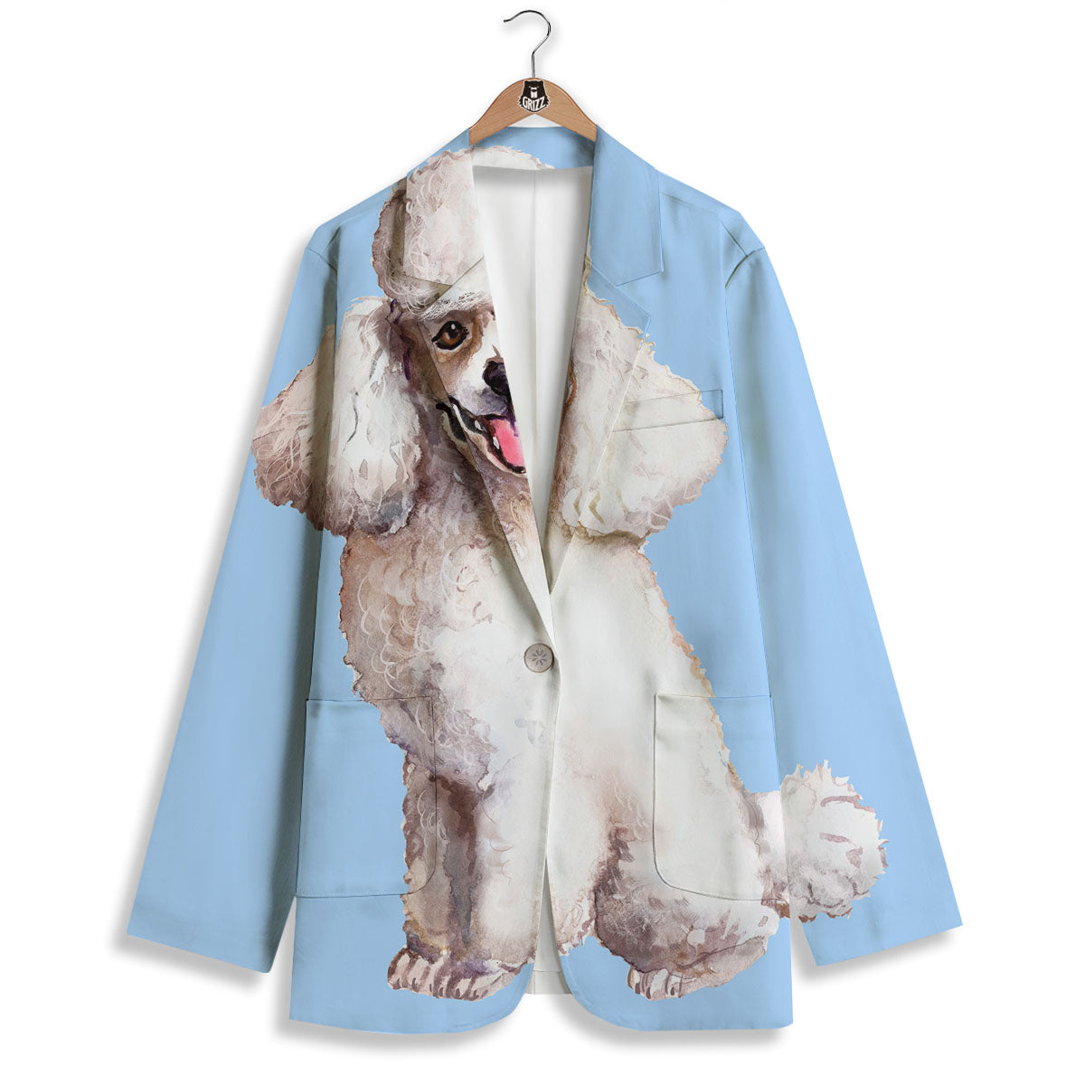 Portrait Poodle Print Women's Blazer-grizzshop