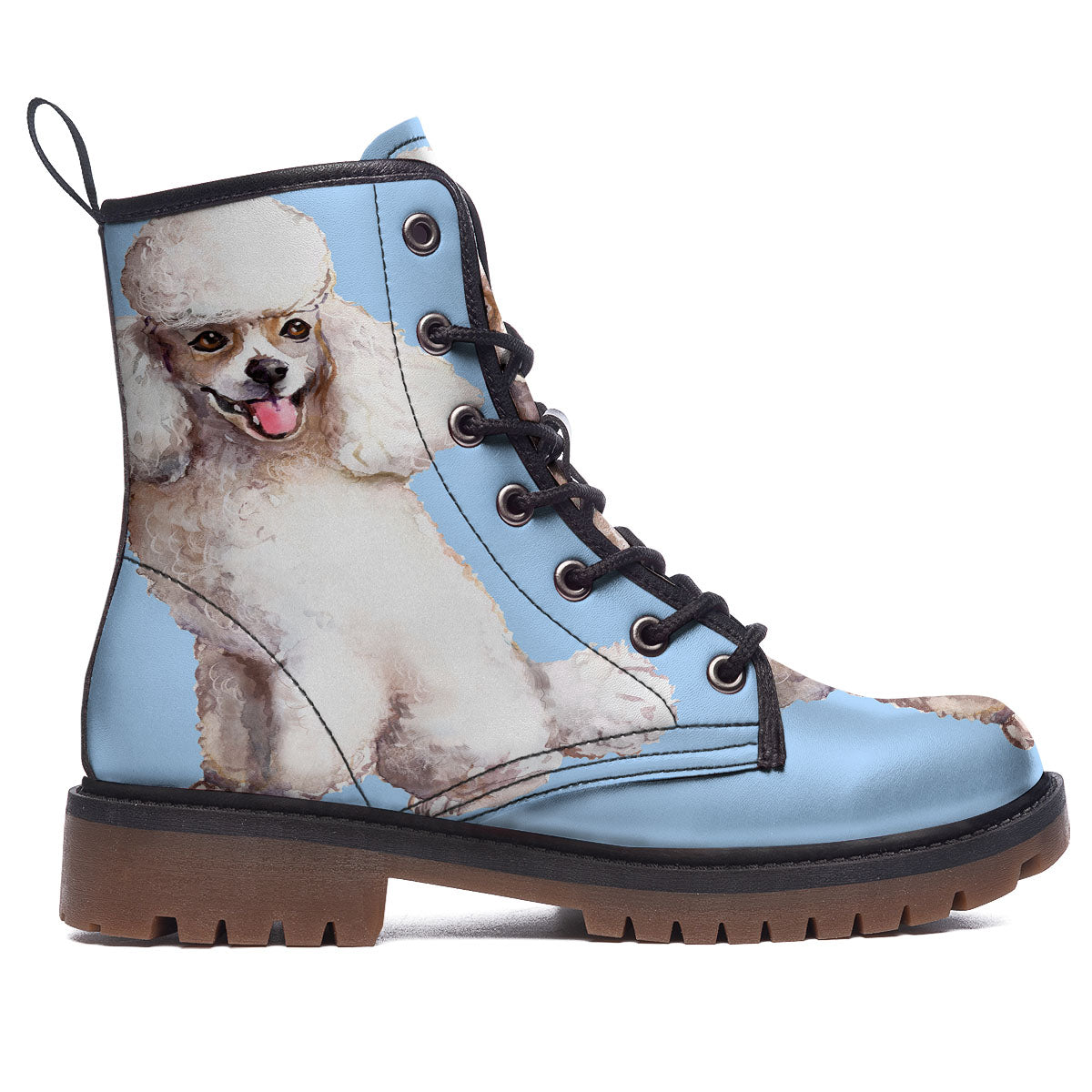 Portrait Poodle Print Work Boots-grizzshop