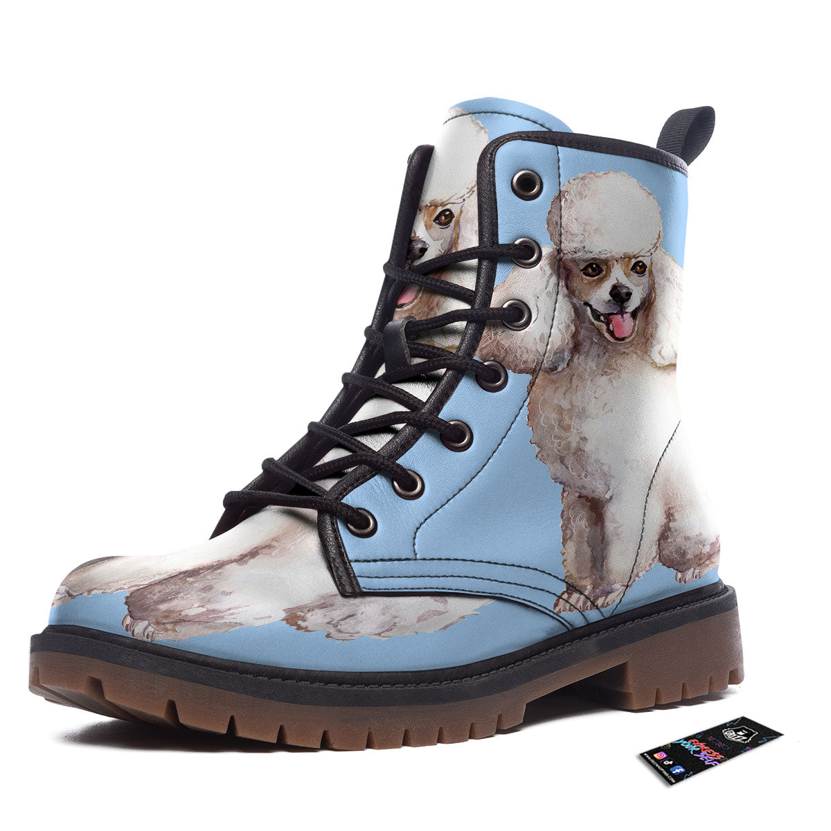 Portrait Poodle Print Work Boots-grizzshop