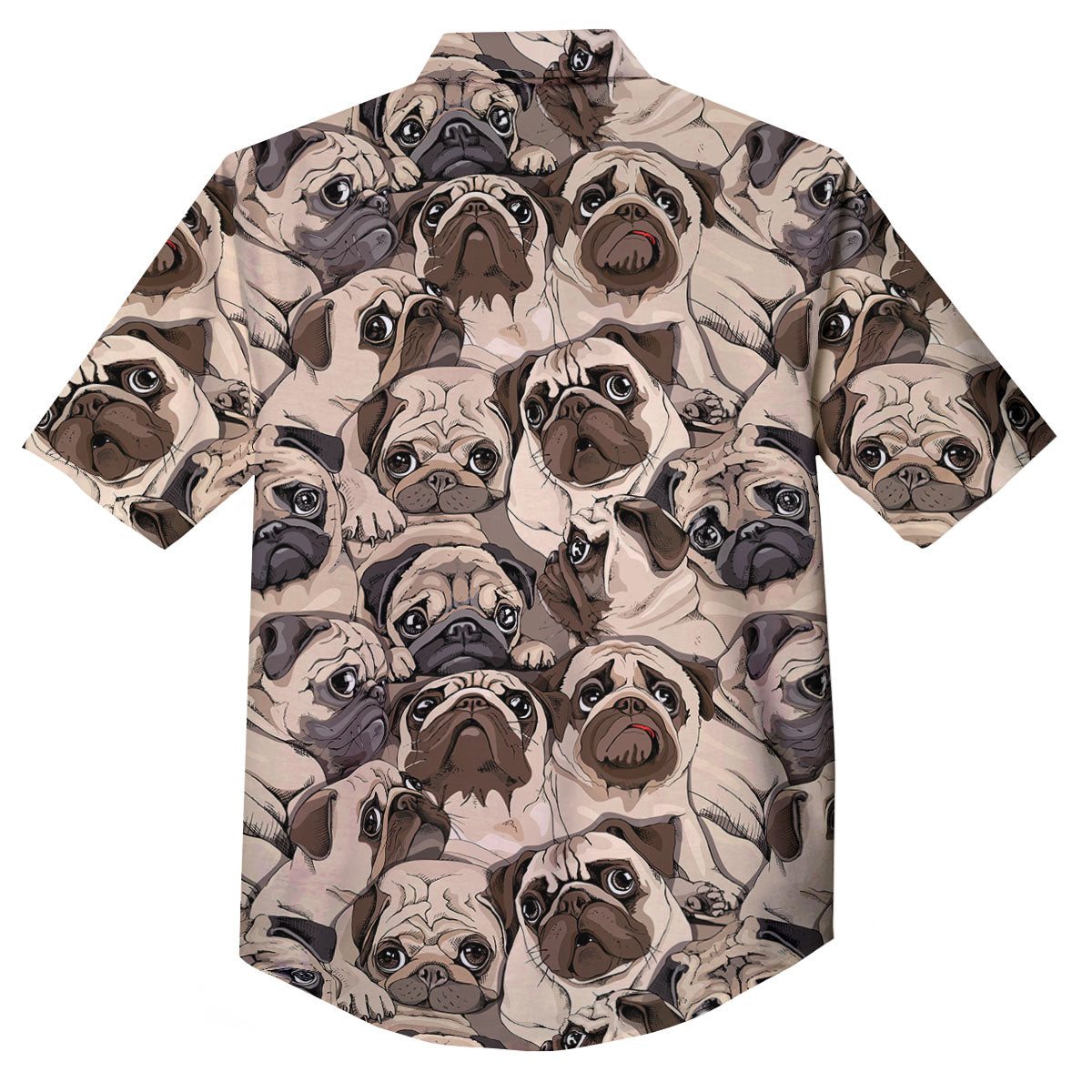 Portrait Pug Vintage Print Pattern Button Up Shirt-grizzshop