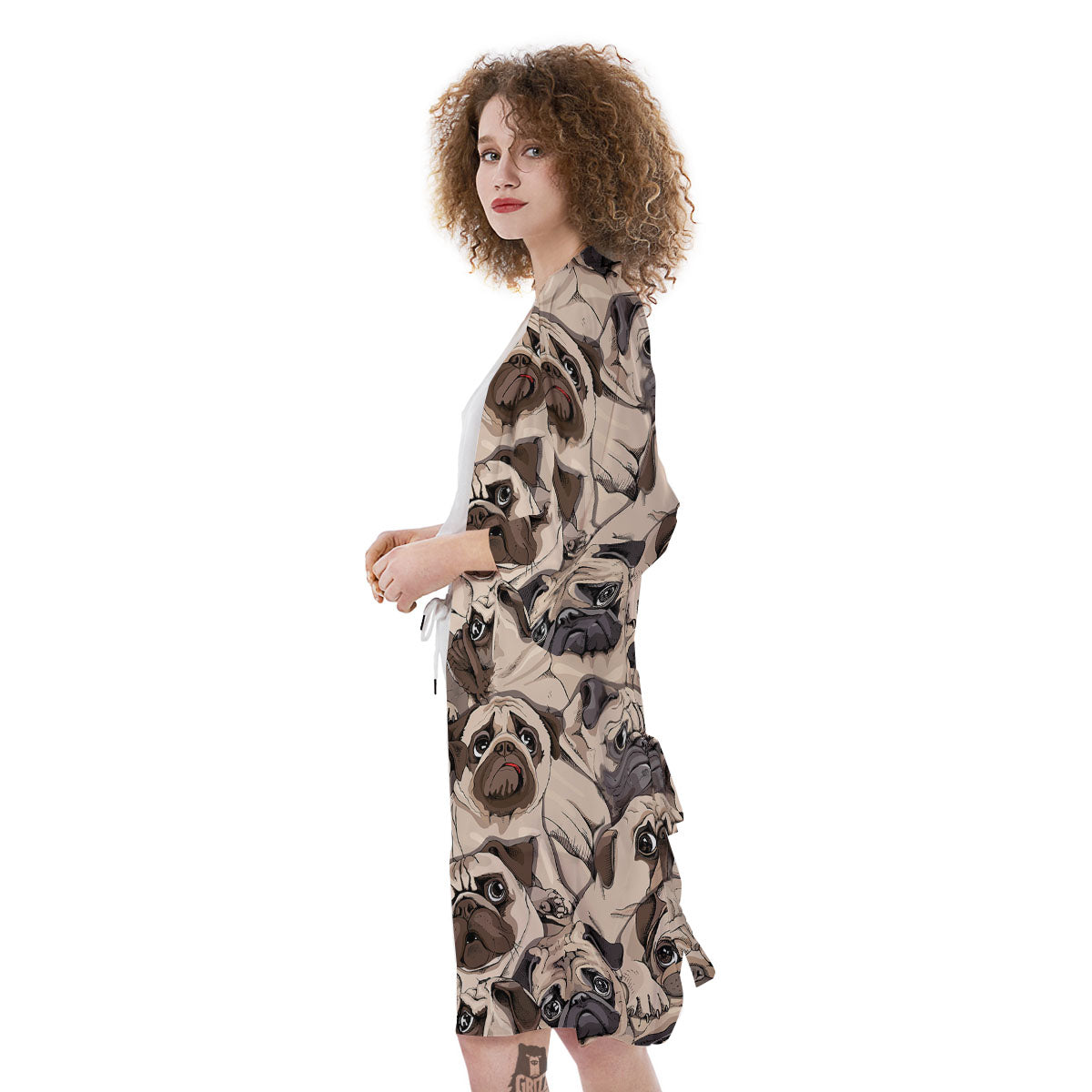Portrait Pug Vintage Print Pattern Kimono-grizzshop