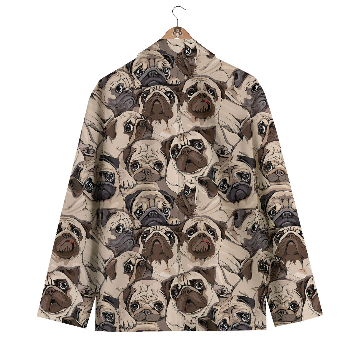 Portrait Pug Vintage Print Pattern Men's Blazer-grizzshop