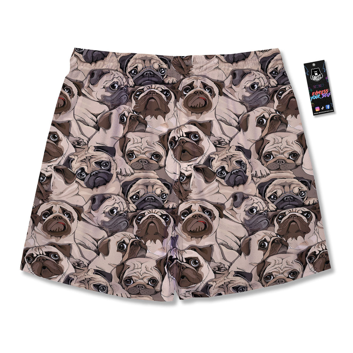Portrait Pug Vintage Print Pattern Men's Running Shorts-grizzshop