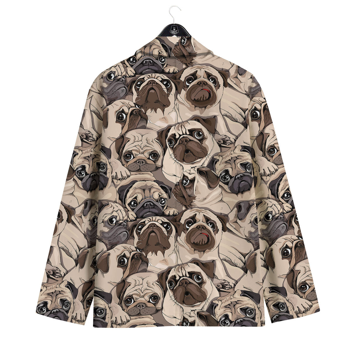 Portrait Pug Vintage Print Pattern Men's Sport Coat-grizzshop