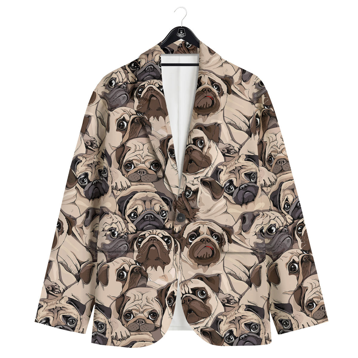Portrait Pug Vintage Print Pattern Men's Sport Coat-grizzshop