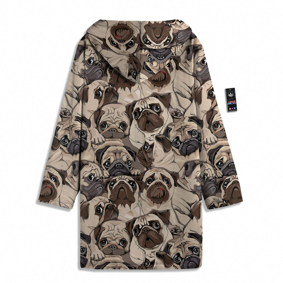 Portrait Pug Vintage Print Pattern Men's Windbreaker Jacket-grizzshop