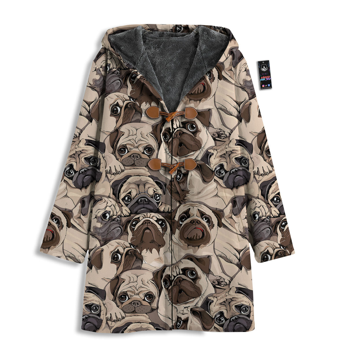 Portrait Pug Vintage Print Pattern Men's Windbreaker Jacket-grizzshop
