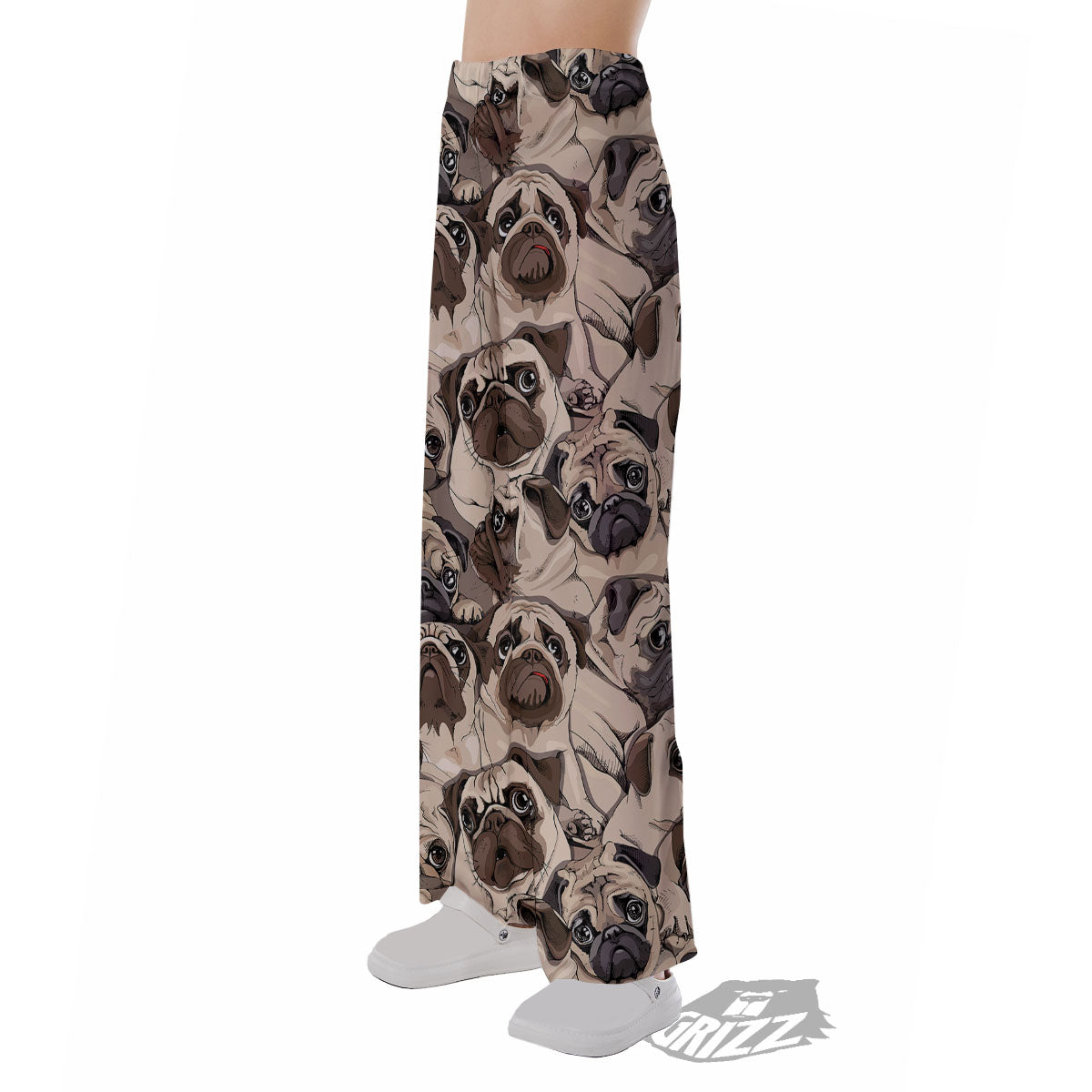 Portrait Pug Vintage Print Pattern Pajama Pants-grizzshop
