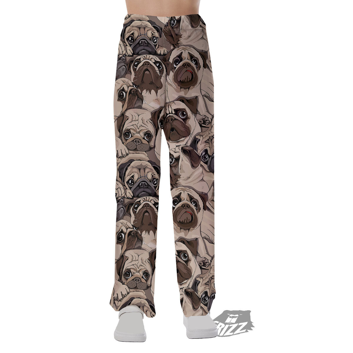 Portrait Pug Vintage Print Pattern Pajama Pants-grizzshop