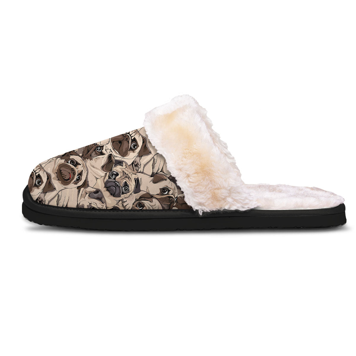Portrait Pug Vintage Print Pattern Slippers-grizzshop